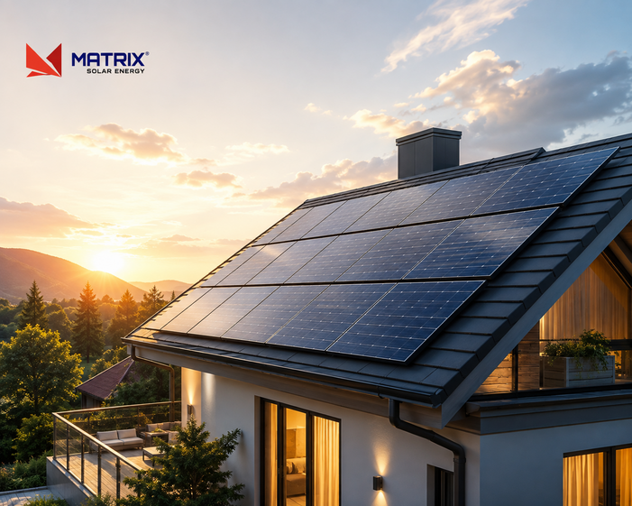 Solar-Powered House at Golden Hour